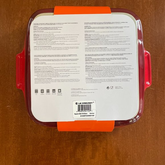 Le Creuset Stoneware 3 qt. Heritage Square Dish Cerise Cherry Red NEW - Picture 7 of 7